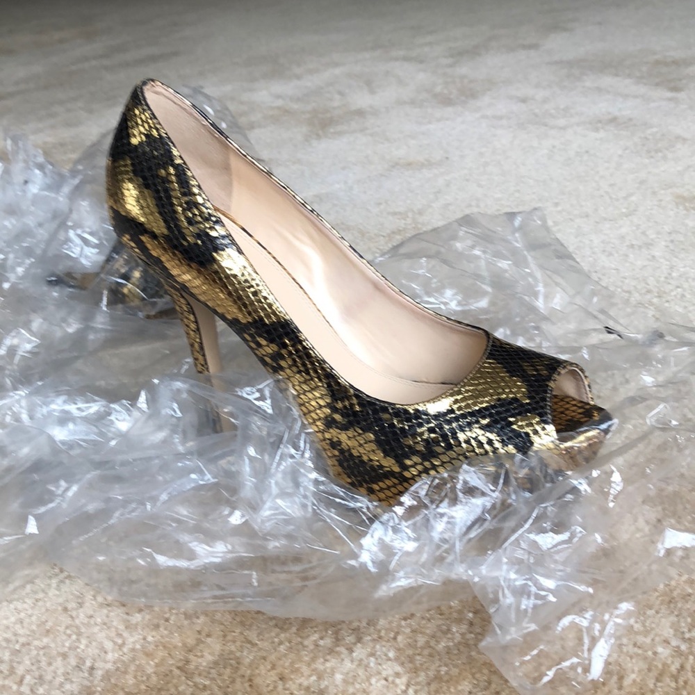 Gold and Black Snake heels
